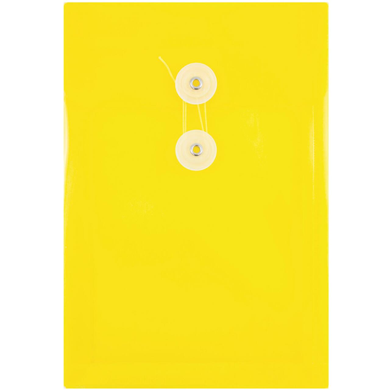 JAM Paper 6.25" x 9.25" Button & String Tie Closure Plastic Envelopes, 12ct.
